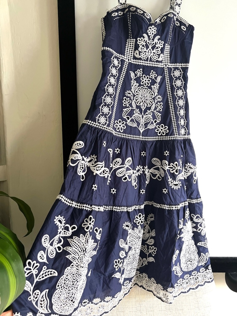 FARM Rio Blue Richelieu Embroidered Midi Dress Size Medium NWT - Picture 6 of 16